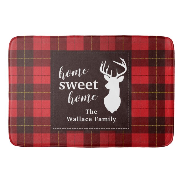 Plaid Sweet Home Wallace Tartan Personalized Bath Mat (Front)