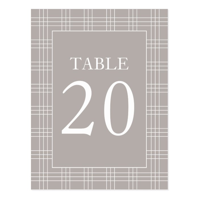 Plaid Table Numbers (Sand Gray / White) Postcard