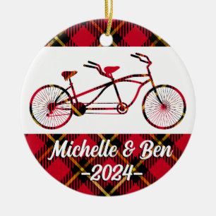 Plaid Tandem Bicycle - Couples Bike Ornament