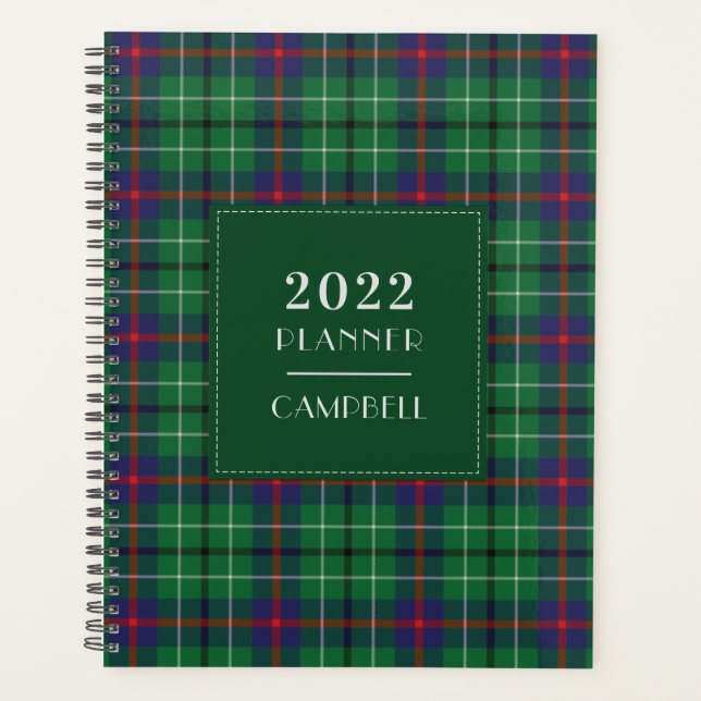 Plaid Tartan 2022 Clan Duncan Checkered Planner (Front)