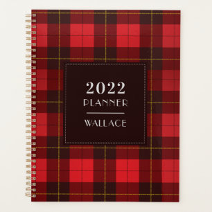 Plaid Tartan 2022 Clan Wallace Red Checkered Planner