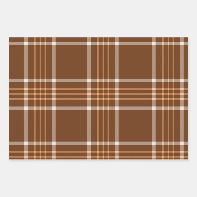  Plaid tartan Autumn Brown and beige Pattern  Wrapping Paper Sheets (Front)