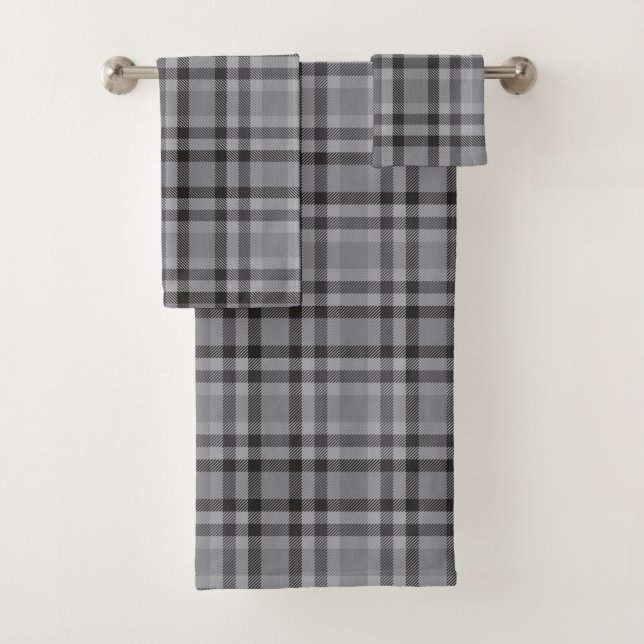 Plaid tartan checkered pattern bath towel set (Insitu)