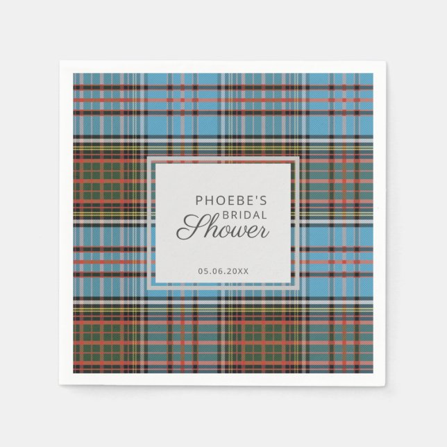 Plaid Tartan Clan Anderson Custom Bridal Shower Napkins (Front)