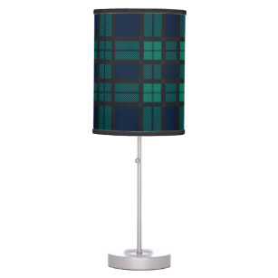 Plaid Tartan Clan Blackwatch Green Blue Checkered Table Lamp