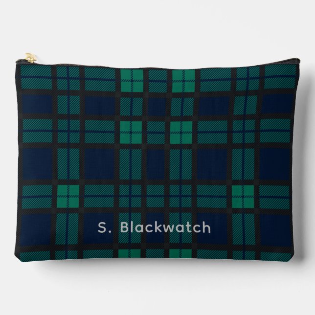 Plaid Tartan Clan Blackwatch Personalized Tartan Accessory Pouch (Front)