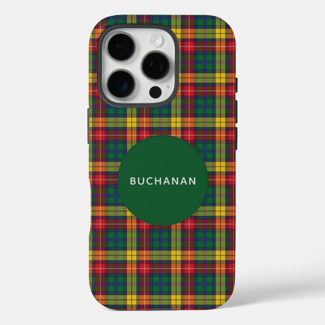 Plaid Tartan Clan Buchanan Red Green Personalized Case-Mate iPhone Case (Back)