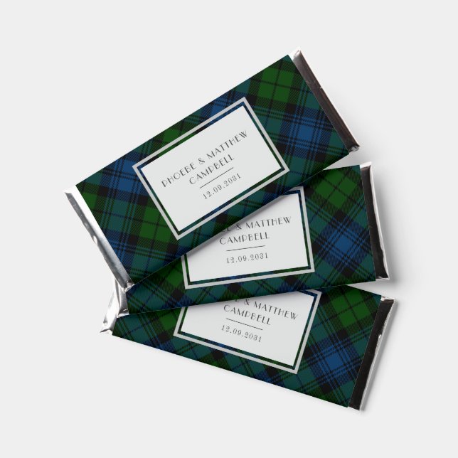 Plaid Tartan Clan Campbell Military Elegant Hershey Bar Favors (Front)