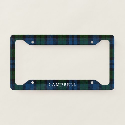 Plaid Tartan Clan Campbell Military Personalized License Plate Frame
