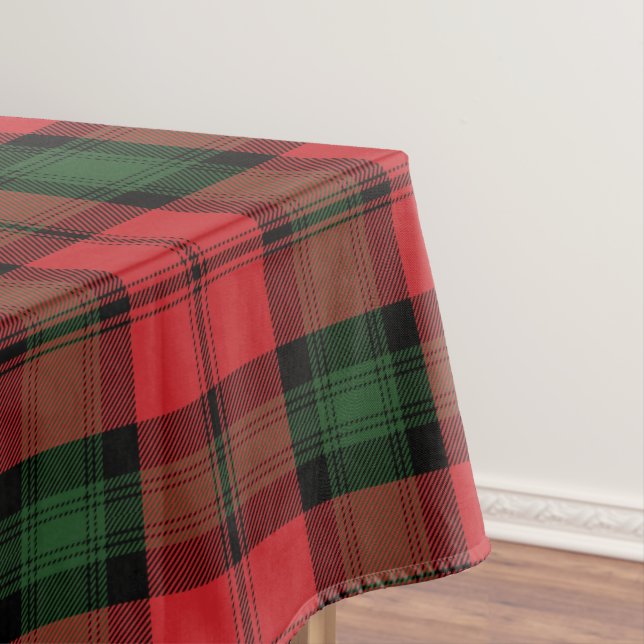 Plaid Tartan Clan Kerr Red Green Checkered Tablecloth (In Situ)