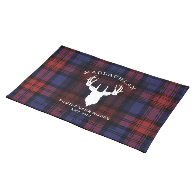 Plaid Tartan Clan MacLachlan Family Lake House Cloth Placemat (On Table)