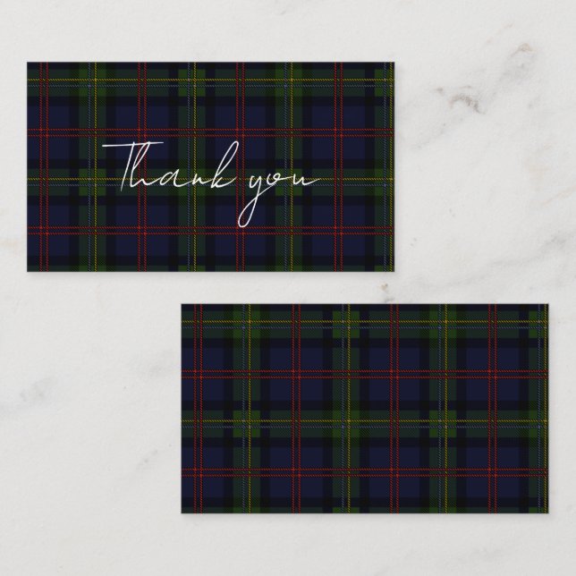 Plaid Tartan Clan Malcolm Rustic Thank You Note Card (Front/Back)