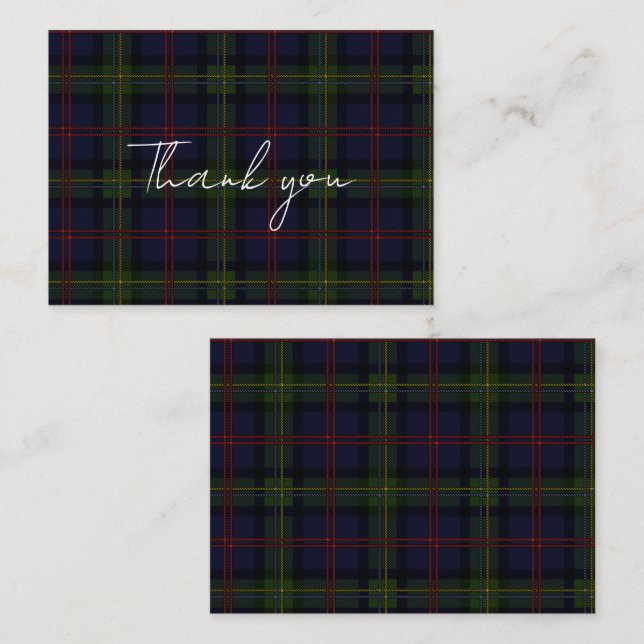 Plaid Tartan Clan Malcolm Rustic Thank You Note Card (Front/Back)