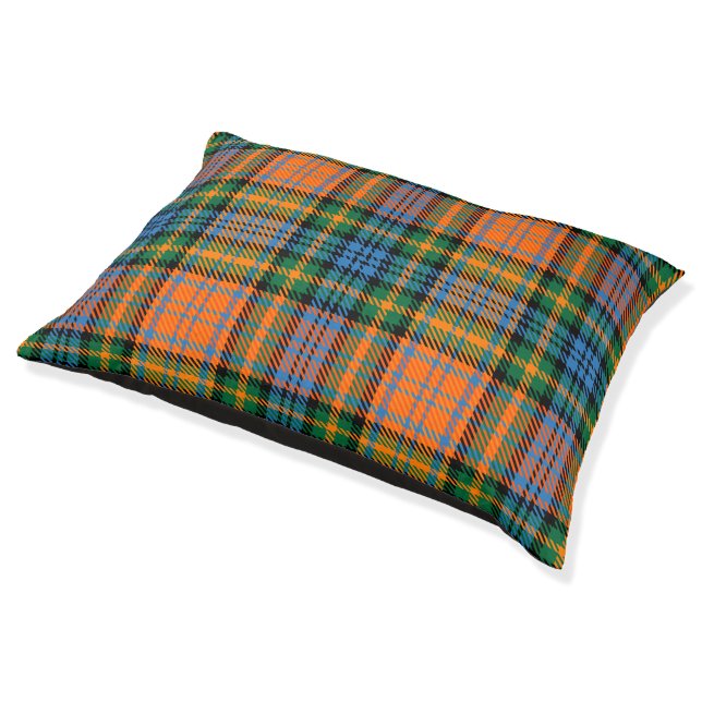 Plaid Tartan Clan Murray Orange Check Pet Bed (Angled)