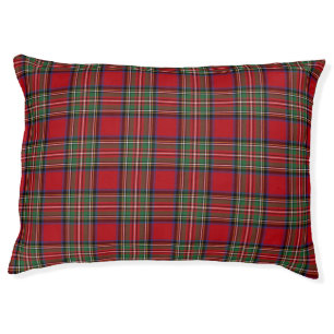 Plaid Tartan Clan Stewart Green Red Check Pet Bed