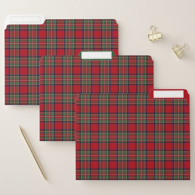 Plaid Tartan Clan Stewart Red Green Checkered File Folder (Set)