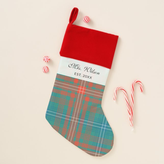 Plaid Tartan Clan Wilson Rustic Holiday Christmas Stocking (Front)