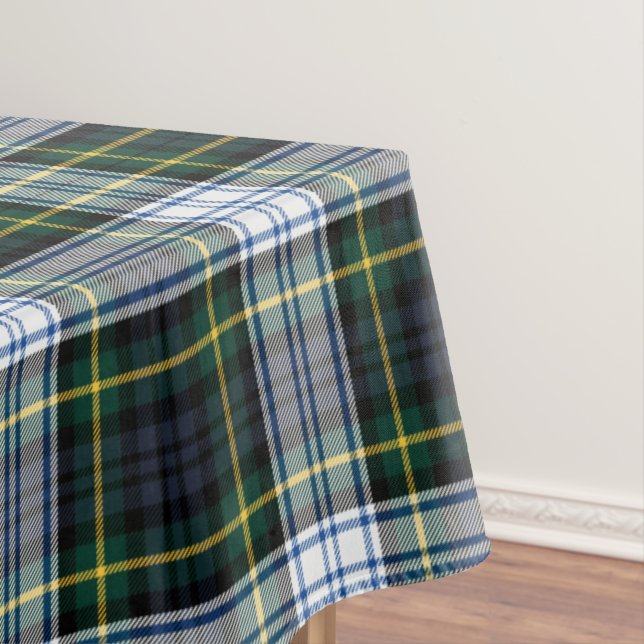 Plaid Tartan Classic Green White Rustic Birthday Tablecloth (In Situ)