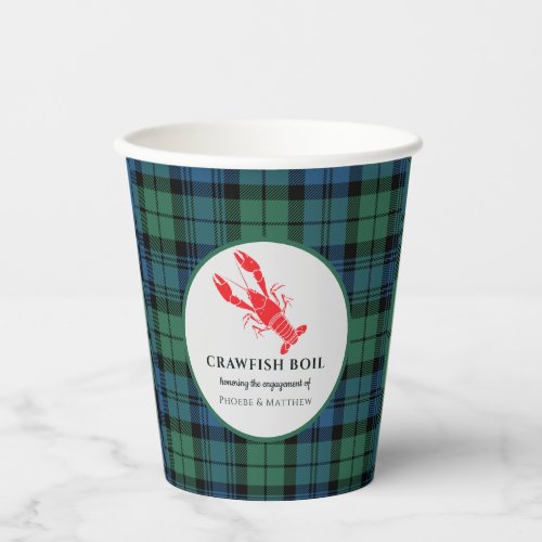 Plaid Tartan Crawfish Boil Engagement Party Paper Cups