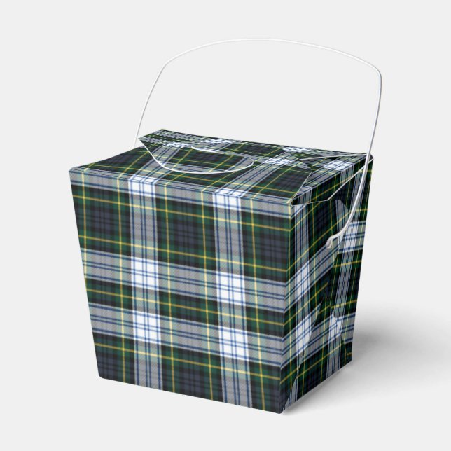 Plaid Tartan Gordon White Green Classic Favor Boxes (Front Side)
