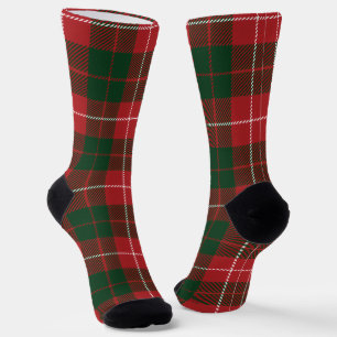 Plaid Tartan Green Red Check Rustic Socks
