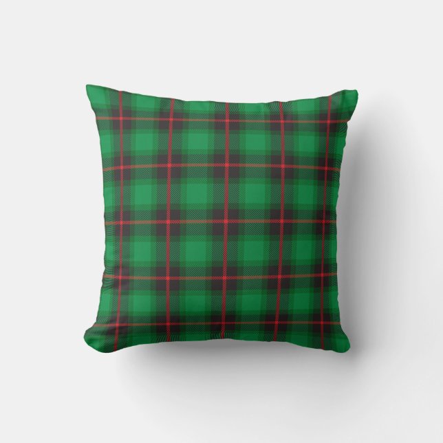 Plaid Tartan Green Red Traditional Scottish Trendy Throw Pillow (Front)