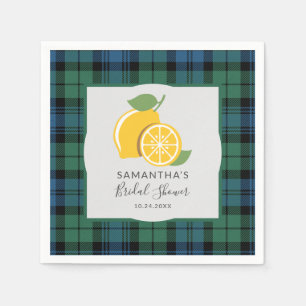 Plaid Tartan Lemon Citrus Bridal Shower Rustic Napkins