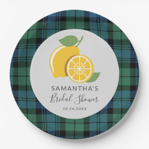 Plaid Tartan Lemon Citrus Bridal Shower Rustic Paper Plates