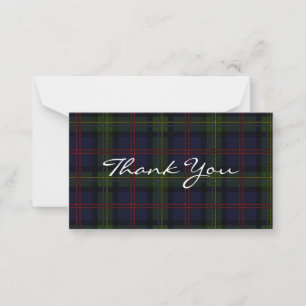 Plaid Tartan Malcolm Script Thank You Note Card