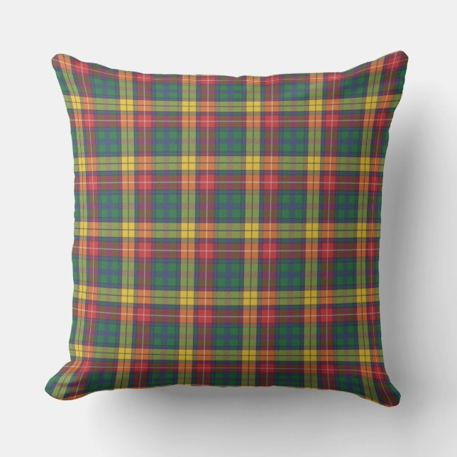 Plaid Tartan Modern Home Clan Buchanan Pattern Outdoor Pillow (Front)