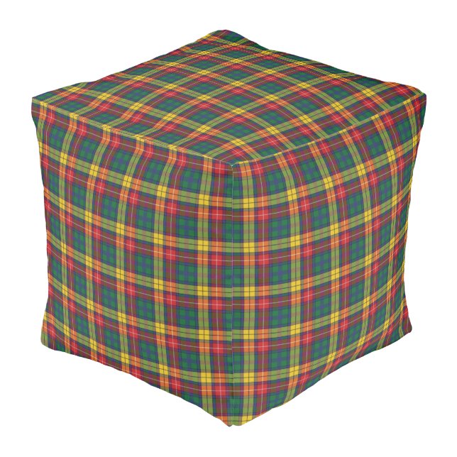 Plaid Tartan Modern Home Clan Buchanan Pattern Pouf (Angled Front)