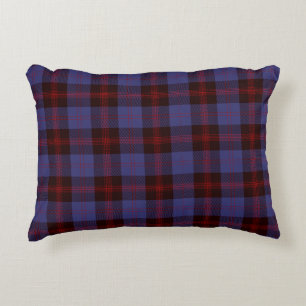 plaid tartan navy blue red accent pillow