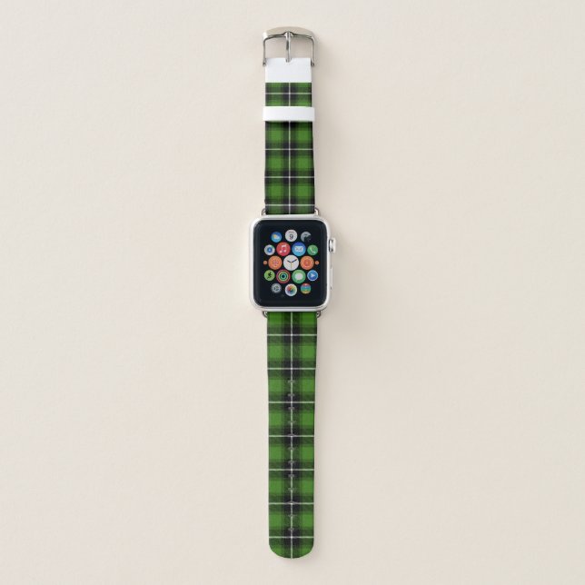 Plaid Tartan Pattern In Green And Black Apple Watch Band (Front)