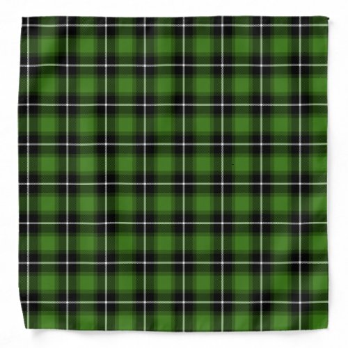 Plaid Tartan Pattern In Green And Black Bandana