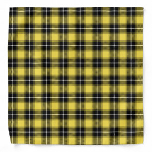 Plaid Tartan Pattern In Yellow And Black Bandana