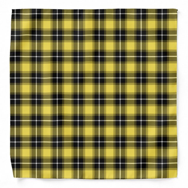 Plaid Tartan Pattern In Yellow And Black Bandana (Front)