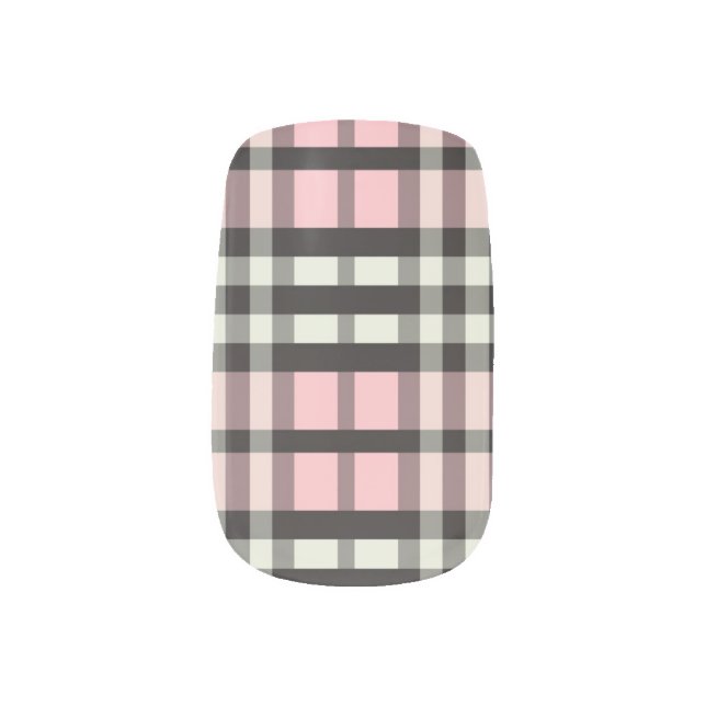 Plaid Tartan Pattern Minx baby pink) Minx Nail Art (Left Thumb)