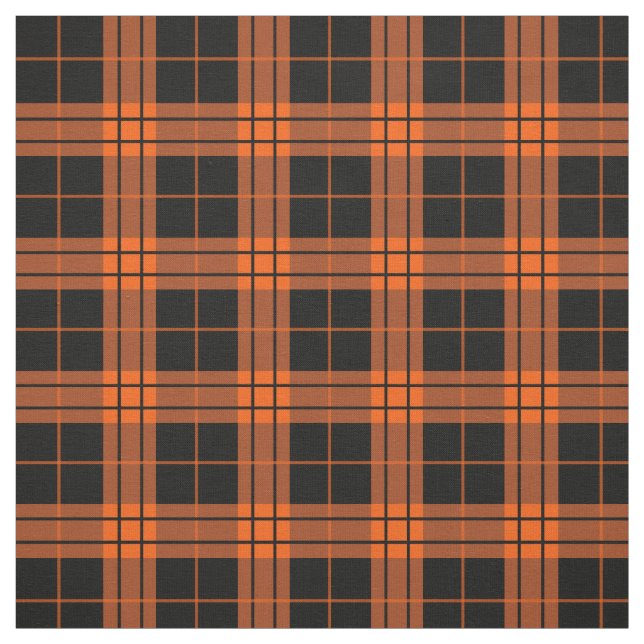Plaid /tartan pattern orange and Black Fabric (Swatch)