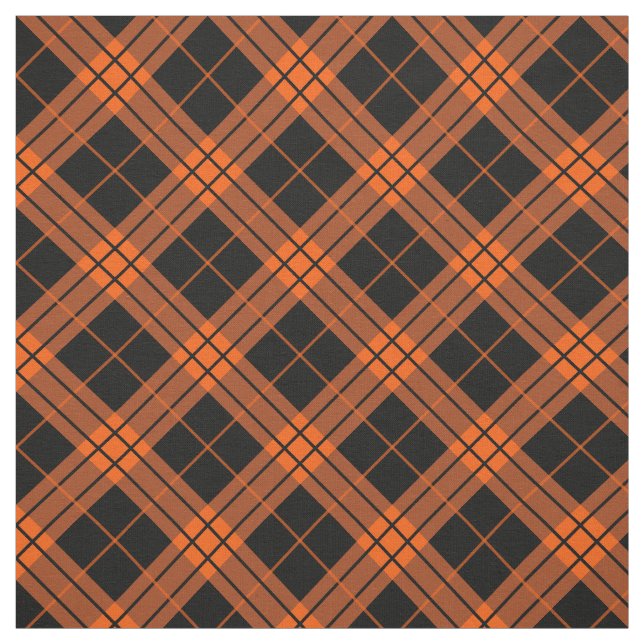 Plaid /tartan pattern orange and Black Fabric (Swatch)