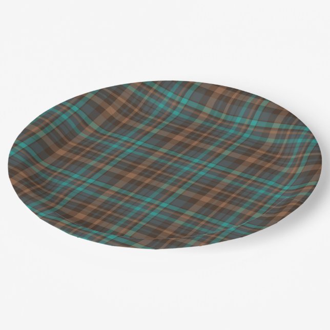 Plaid tartan pattern paper plates (Angled)