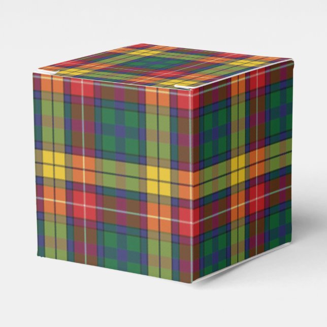 Plaid Tartan Pattern Red Green Modern Party Favor Boxes (Front Side)