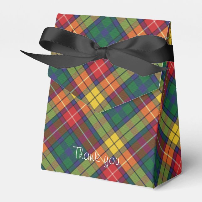 Plaid Tartan Pattern Red Green Modern Party Favor Boxes (Front Side)