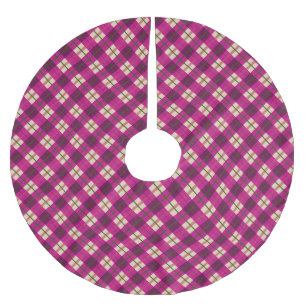 Plaid Tartan Pink Purple Checkered   Brushed Polyester Tree Skirt