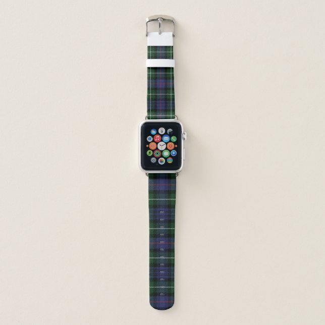 Plaid Tartan Purple Green Dad Birthday Elegant Apple Watch Band (Front)