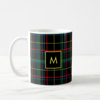 Plaid Tartan Red Green Black Yellow Monogrammed Coffee Mug