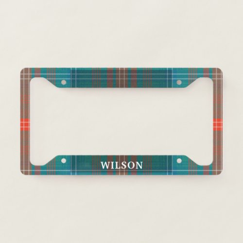 Plaid Tartan Rustic Birthday Dad Clan Wilson License Plate Frame