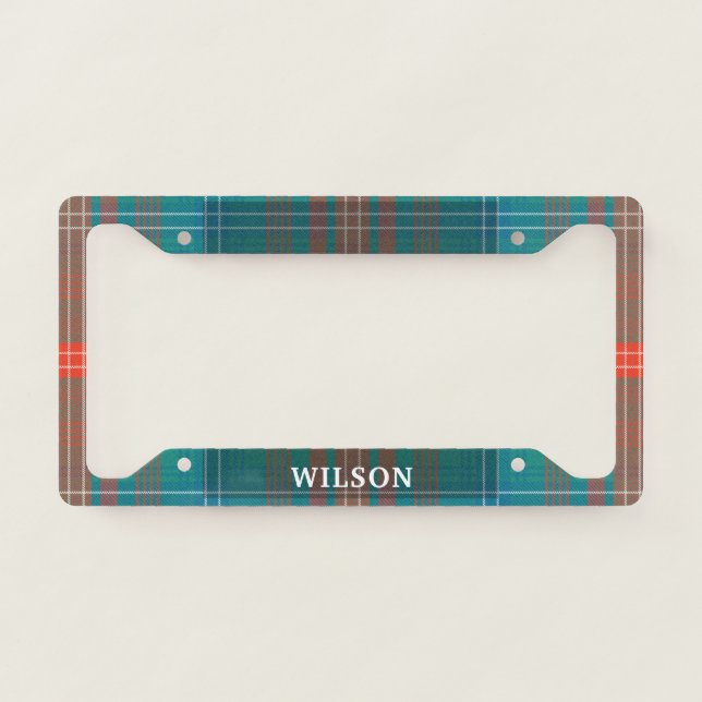 Plaid Tartan Rustic Birthday Dad Clan Wilson License Plate Frame (Front)