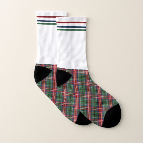 Plaid Tartan Rustic Red Green Checkered Dad Socks