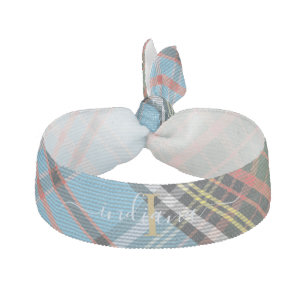 Plaid Tartan Script Monogram Initial Clan Anderson Elastic Hair Tie