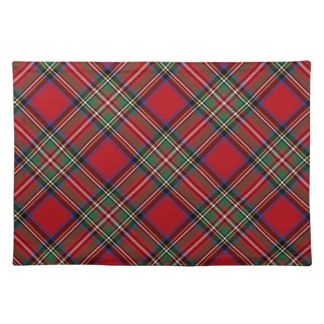 Plaid Tartan Stewart Red Green Tartan Cloth Placemat (Front)